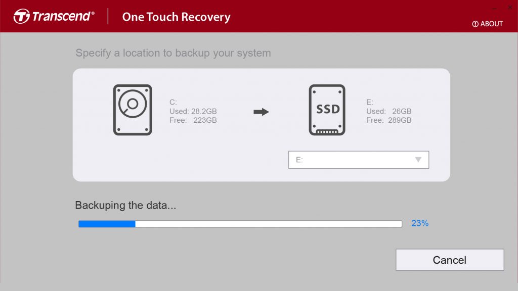 One Touch Recovery lleva a cabo copias de seguridad