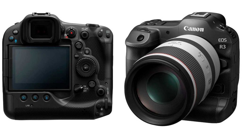 Diferentes vistas de la EOS R3 de Canon.