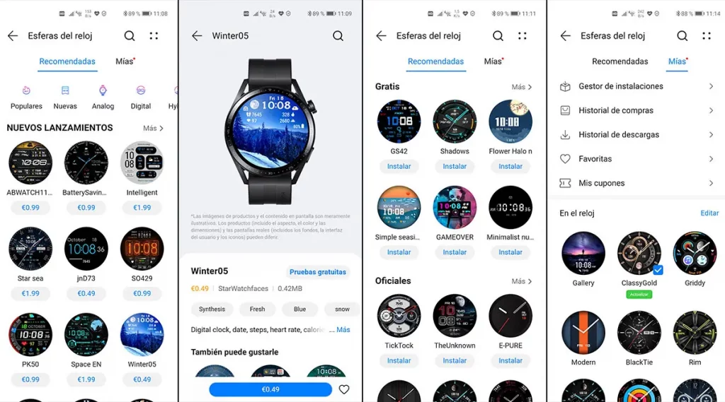 La app Salud dispone de miles de esferas para el Huawei Watch GT 3