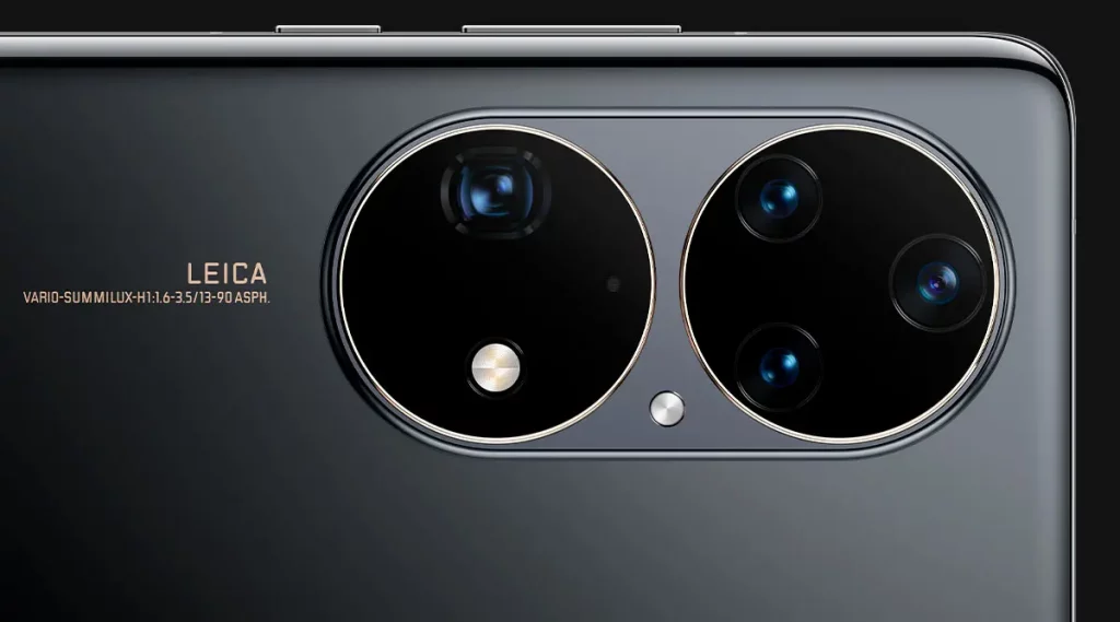 Detalle de las lentes del nuevo smartphone Huawei P50 Pro